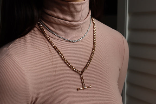 9ct Rose Gold Vintage Fob Chain Necklace