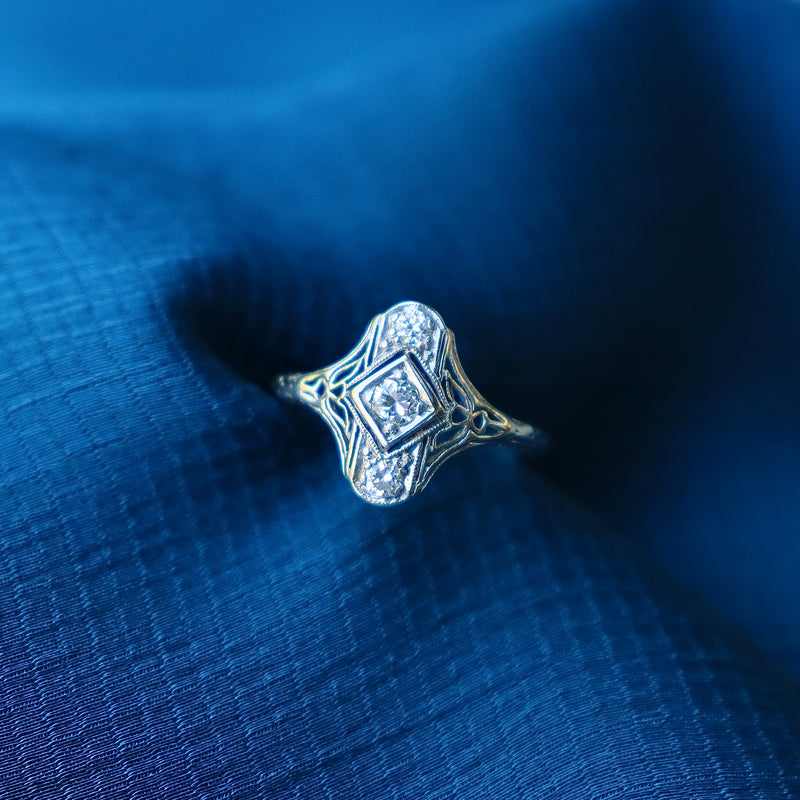 Platinum Art Deco Old Cut Diamond Ring