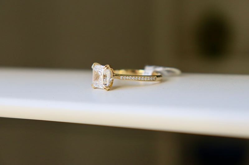 18ct Yellow Gold Lab Grown Asscher Cut Diamond Solitaire Ring