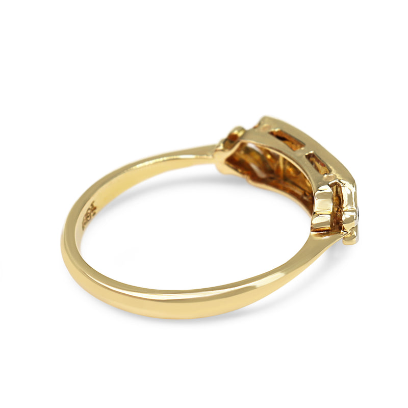 18ct Yellow and White Gold Antique Old Cut Diamond Band Ring