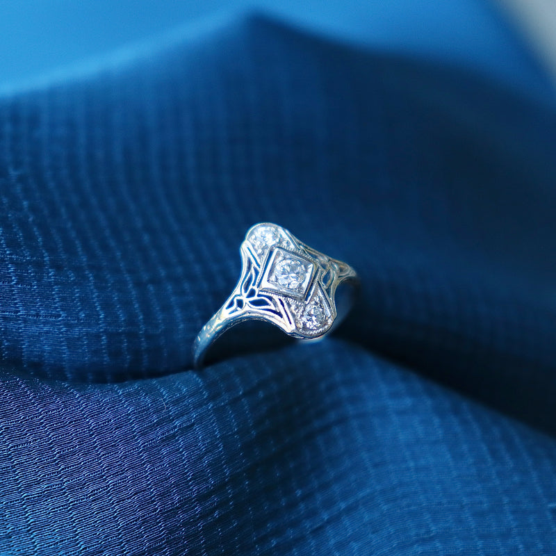 Platinum Art Deco Old Cut Diamond Ring