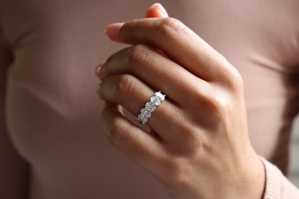 18ct White Gold 5 Stone Oval Lab Grown Diamond Ring