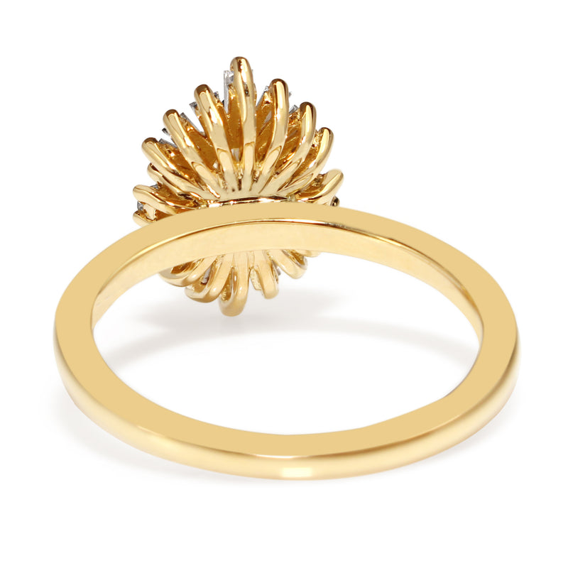 18ct Yellow Gold Oval Diamond Starburst Ring