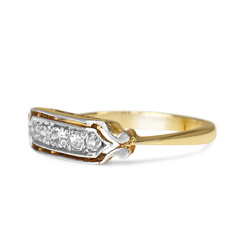 18ct Yellow and White Gold Antique Old Cut Diamond Band Ring