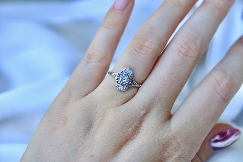 Platinum Art Deco Old Cut Diamond Ring