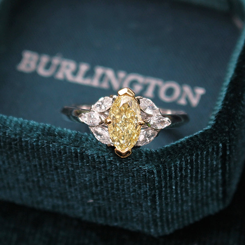 18ct Yellow and White Gold Yellow 'Moval' Diamond Ring