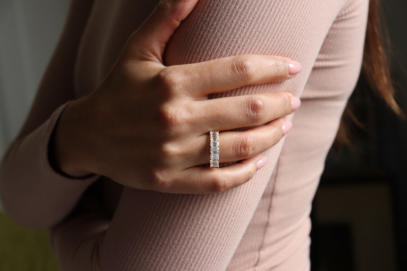 18ct Yellow Gold Emerald Cut Lab Grown Diamond 7 Stone Ring