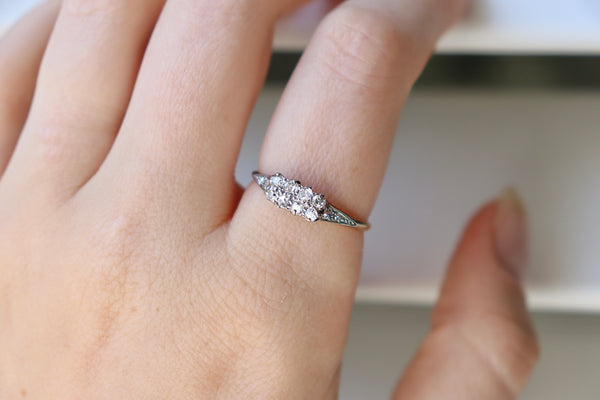 18ct Yellow and White Gold Antique 2 Row Old Cut Diamond Ring