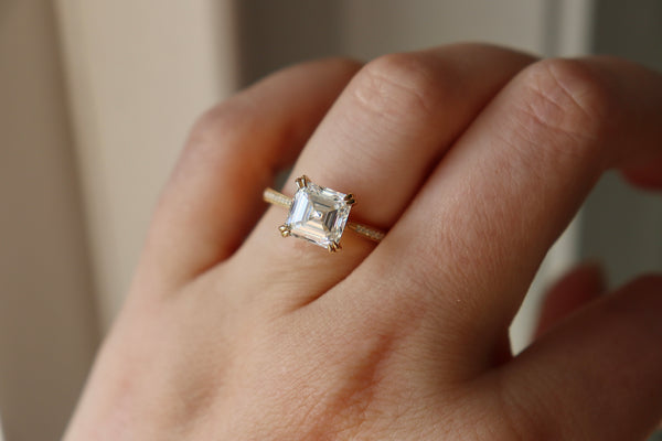 18ct Yellow Gold Lab Grown Asscher Cut Diamond Solitaire Ring