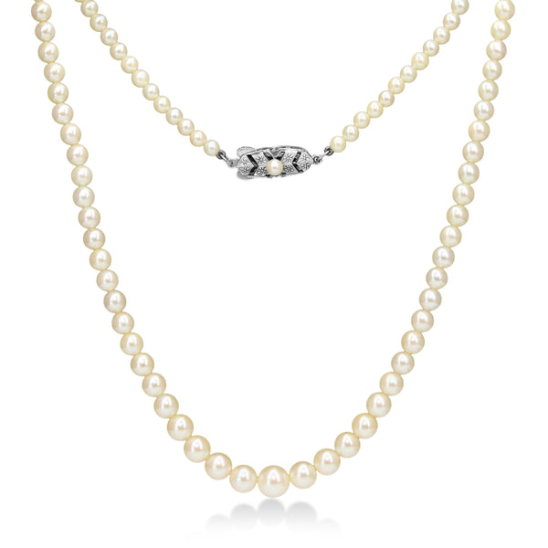 Silver Mikimoto Pearl Graduated Necklace