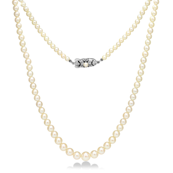 Silver Mikimoto Pearl Graduated Necklace