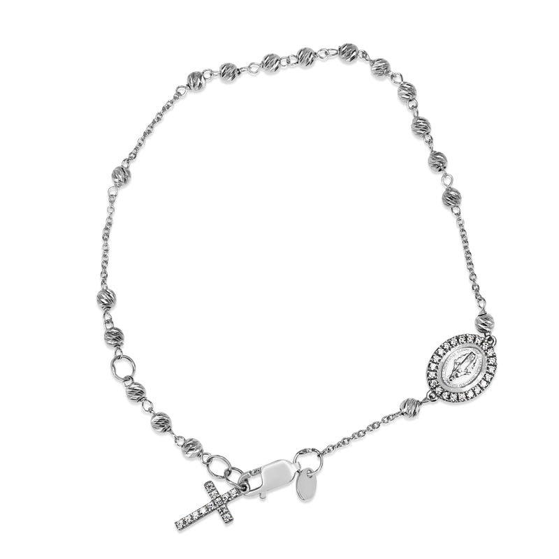 18ct White Gold Diamond Rosary Bead Bracelet