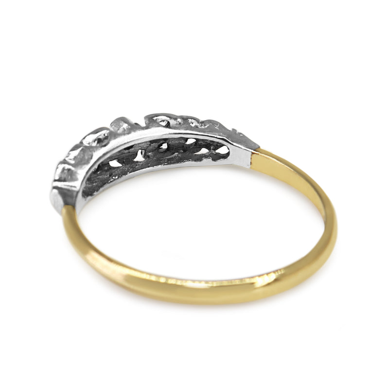 9ct Yellow and White Gold Diamond Filigree Ring