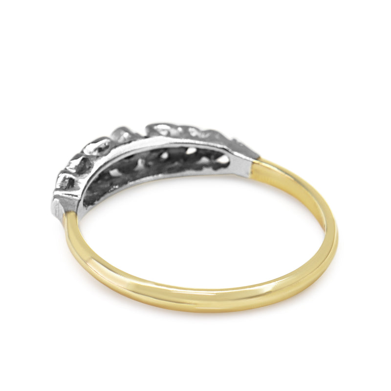 9ct Yellow and White Gold Diamond Filigree Ring