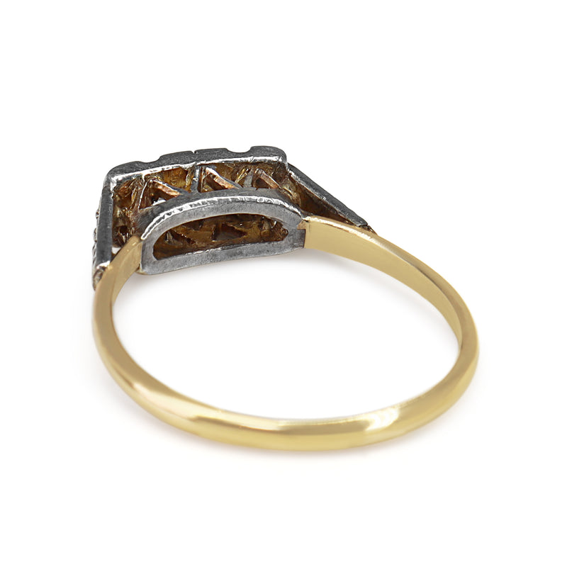 18ct Yellow and White Gold White Sapphire Vintage Ring