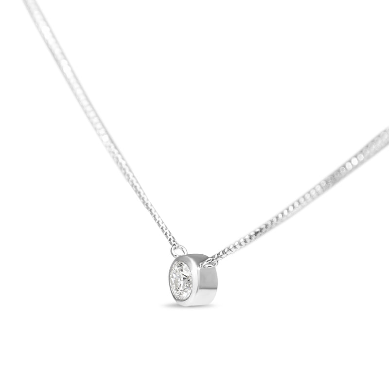 Platinum .32ct Diamond Solitaire Bezel Necklace