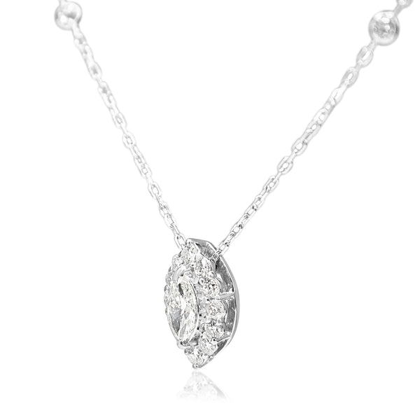 Platinum Marquise Diamond Halo Necklace
