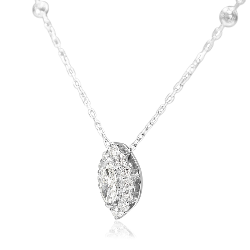 Platinum Marquise Diamond Halo Necklace