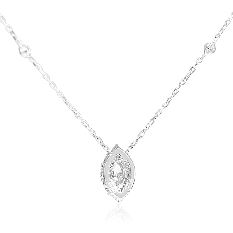 Platinum Marquise Diamond Halo Necklace