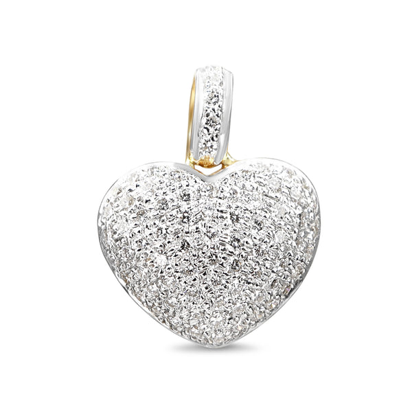 18ct Yellow and White Gold Diamond Pavé Heart Pendant
