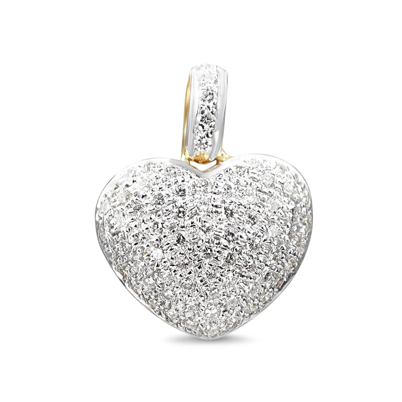 18ct Yellow and White Gold Diamond Pavé Heart Pendant