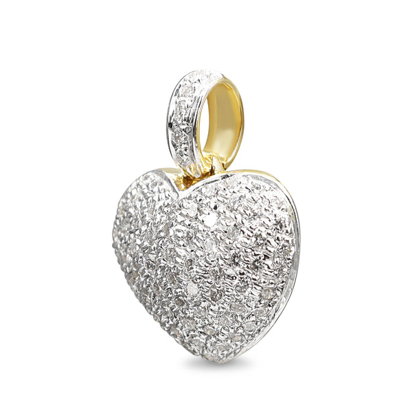 18ct Yellow and White Gold Diamond Pavé Heart Pendant