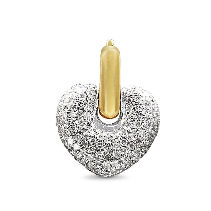 9ct Yellow and White Gold Pavé Diamond Heart Pendant