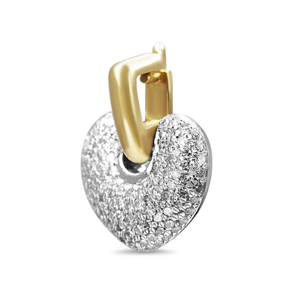 9ct Yellow and White Gold Pavé Diamond Heart Pendant