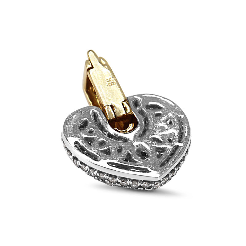 9ct Yellow and White Gold Pavé Diamond Heart Pendant