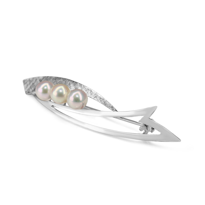 Silver Cultured Pearl Vintage Brooch