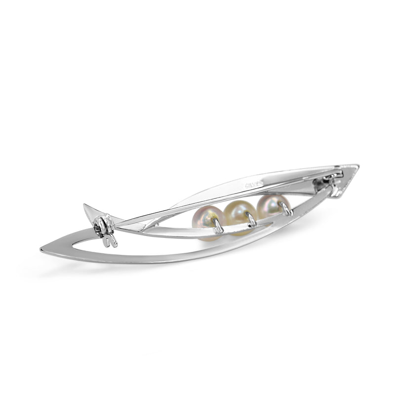 Silver Cultured Pearl Vintage Brooch