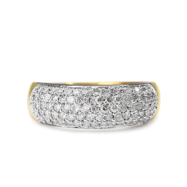 14ct Yellow and White Gold Pavé Diamond Band Ring