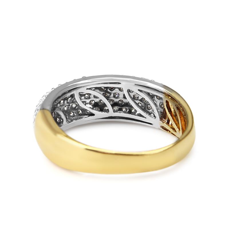 14ct Yellow and White Gold Pavé Diamond Band Ring