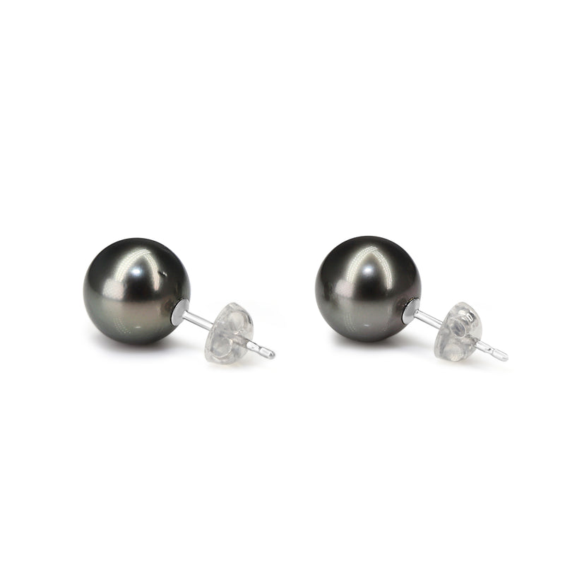 14ct White Gold 10mm Tahitian Pearl Stud Earrings