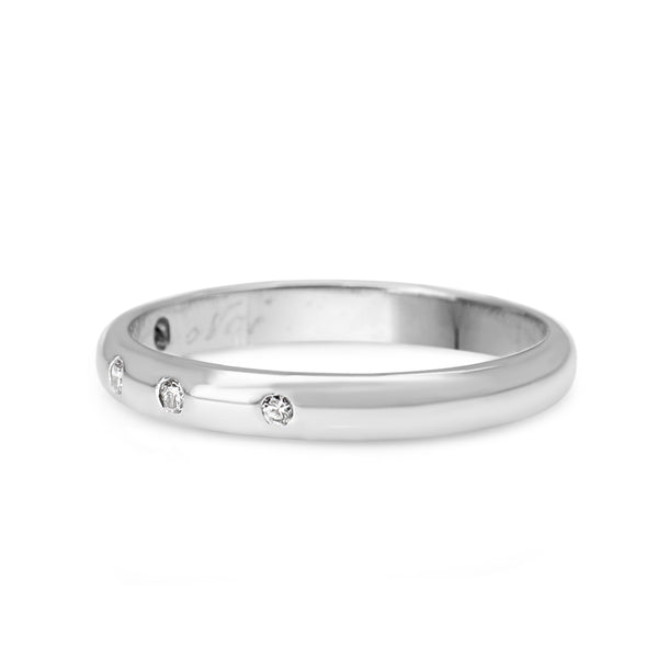 18ct White Gold Rubbed In Diamond Set Band Ring