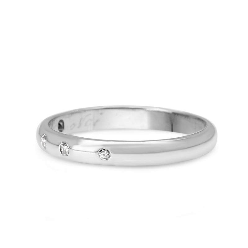 18ct White Gold Rubbed In Diamond Set Band Ring