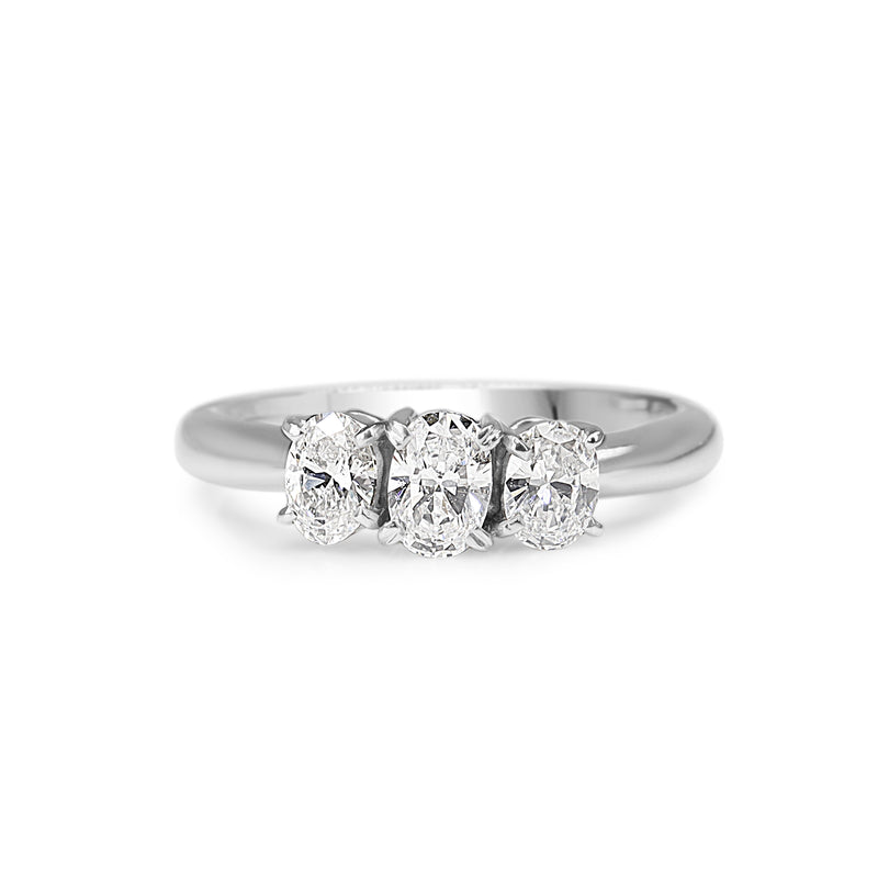 Platinum Oval 3 Stone Diamond Ring