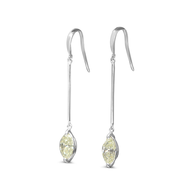 18ct White Gold Marquise Diamond Drop Earrings