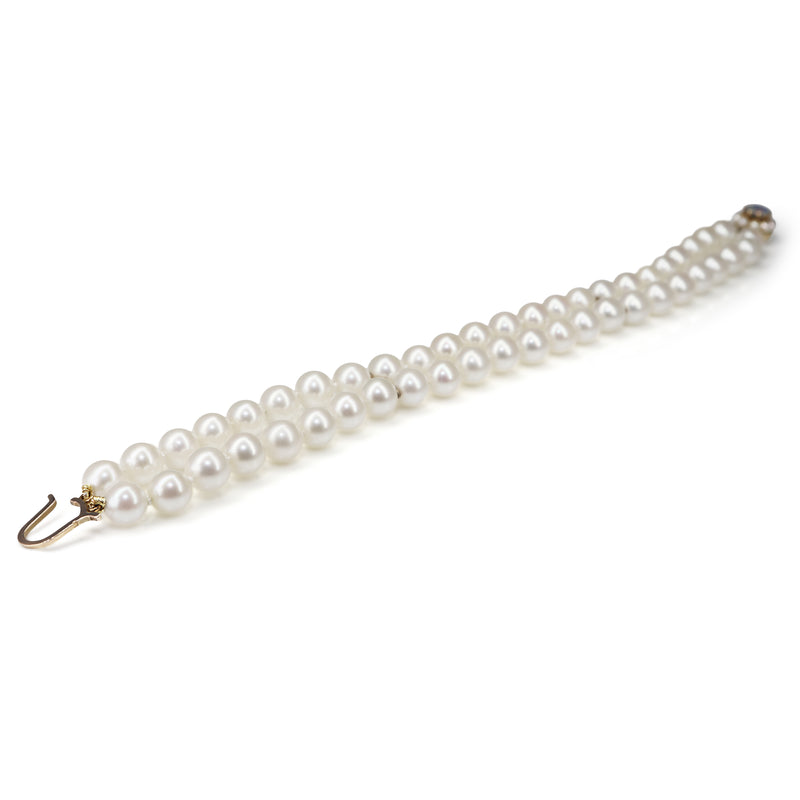 9ct Yellow Gold Triplet Opal and 7mm Pearl Double Row Bracelet