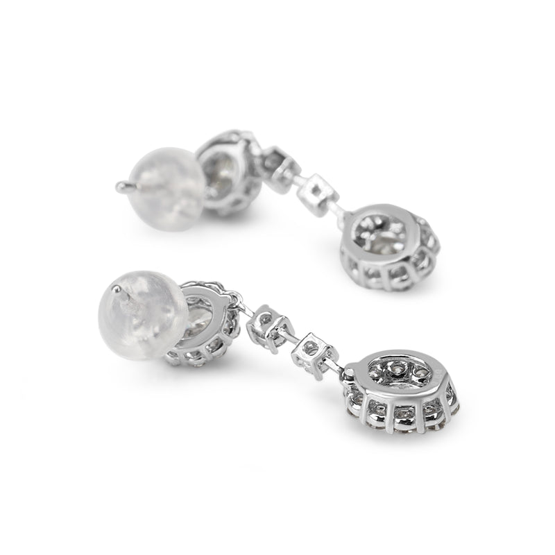 18ct White Gold Diamond Cluster Drop Earrings