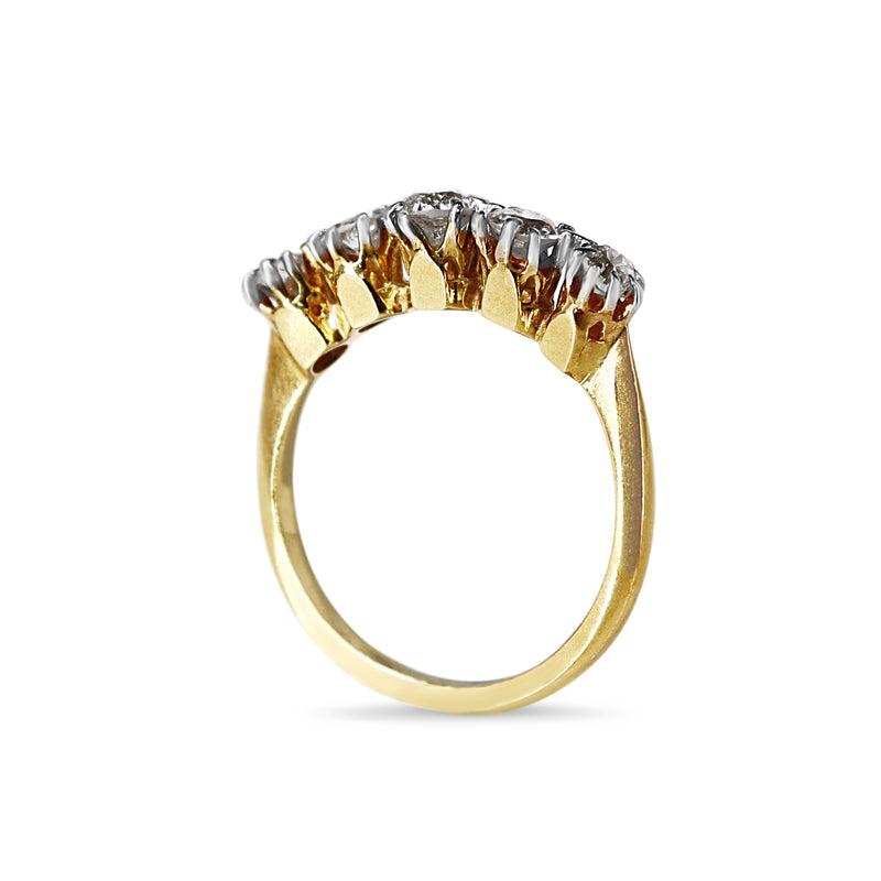 18ct Yellow Gold and Platinum Antique 5 Stone Old Cut Diamond Ring
