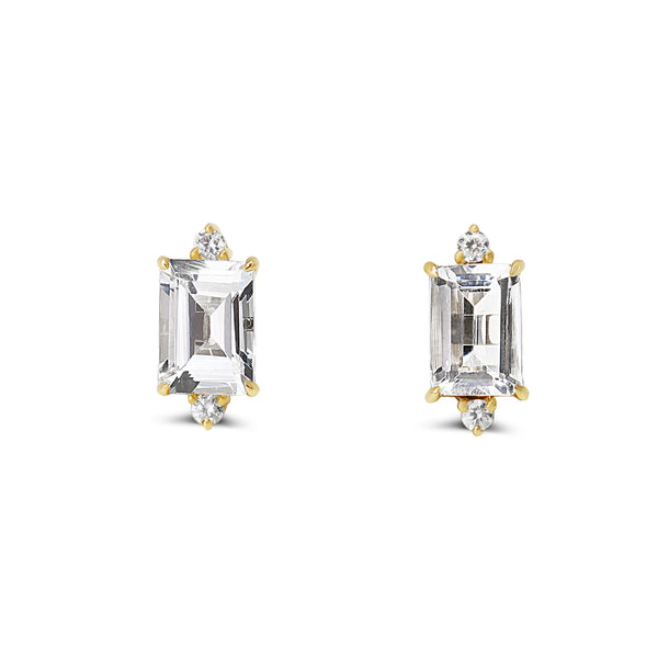 18ct Yellow Gold Aquamarine and Diamond Stud Earrings