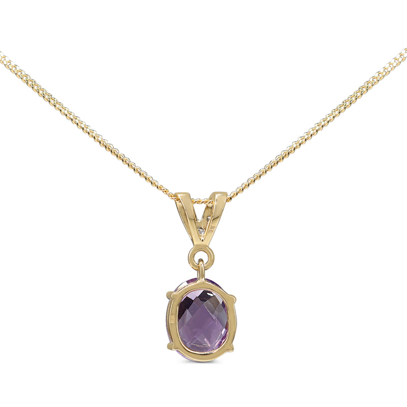 9ct Yellow and White Gold Faceted Amethyst and Diamond Necklace