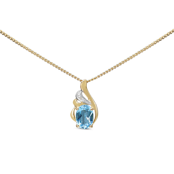 9ct Yellow Gold Topaz and Diamond Necklace