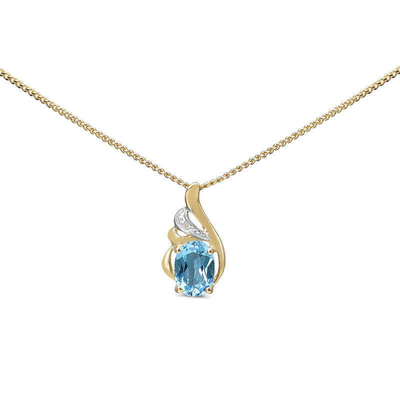 9ct Yellow Gold Topaz and Diamond Necklace