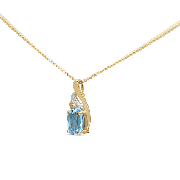 9ct Yellow Gold Topaz and Diamond Necklace