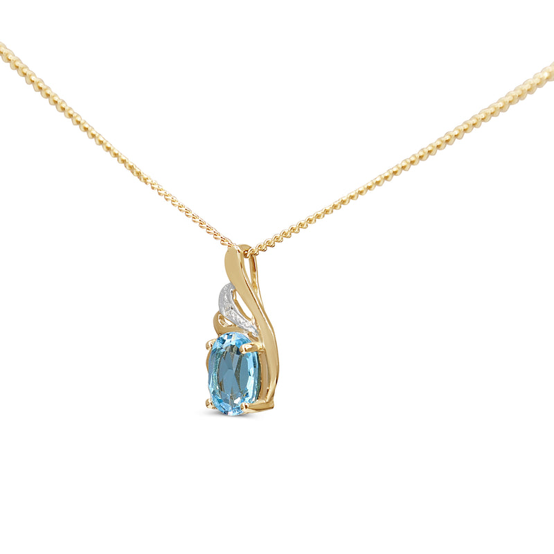 9ct Yellow Gold Topaz and Diamond Necklace