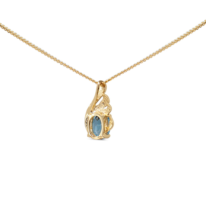 9ct Yellow Gold Topaz and Diamond Necklace