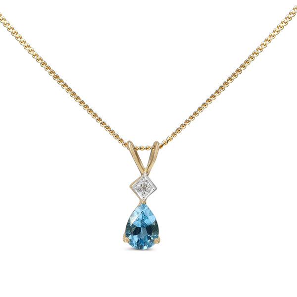 9ct Yellow Gold Topaz and Diamond Necklace