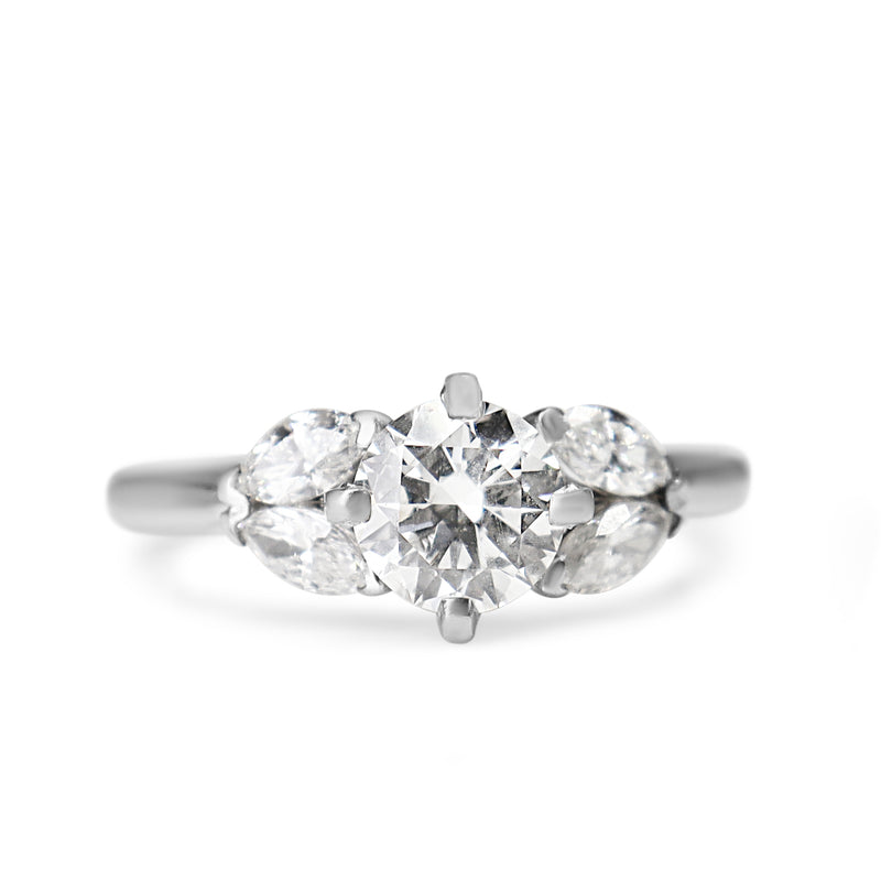 Platinum Brilliant and Marquise Cut Diamond Ring